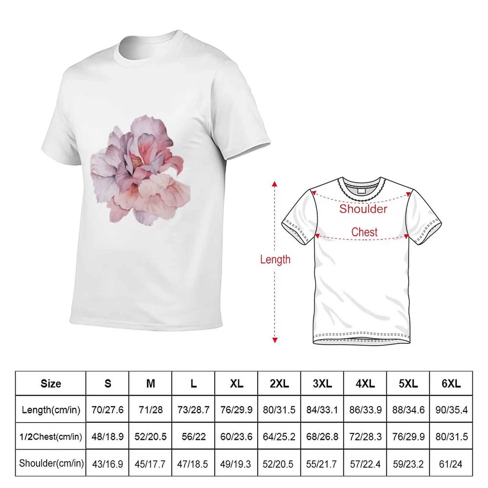 Peony T-Shirt summer clothes Blouse plus size tops mens graphic t-shirts funny