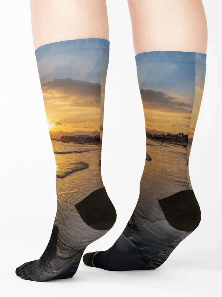 Puerto del Carmen beach sunset Socks heated gift Luxury Woman Socks Men\'s