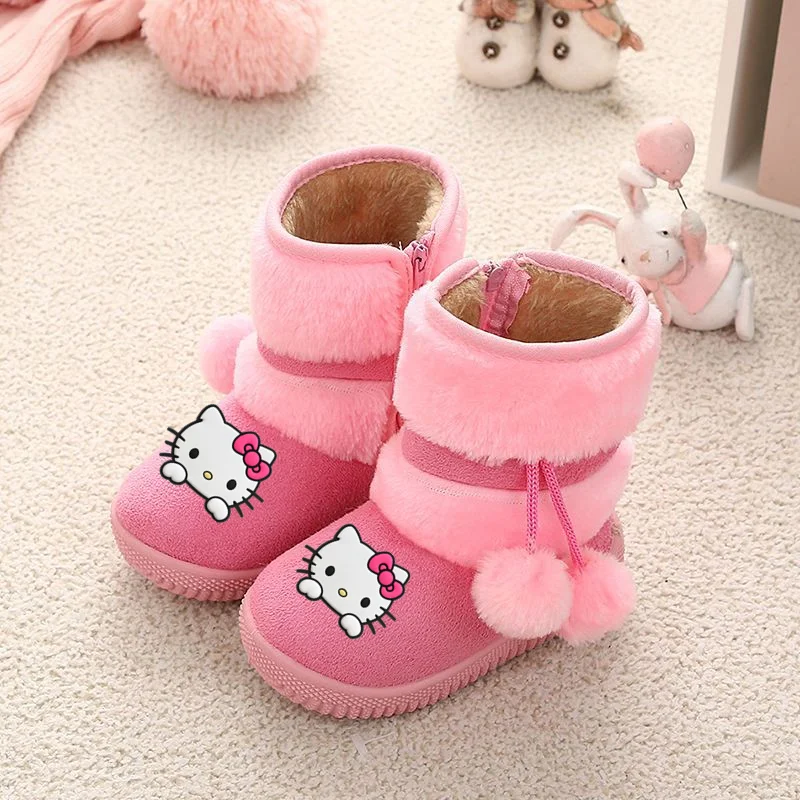 

Sanrio hello kitty, осенне-зимние первые ходунки, верхняя одежда, зимние хлопковые ботинки на платформе, нескользящая толстая плюшевая хлопковая обувь с высоким берцем