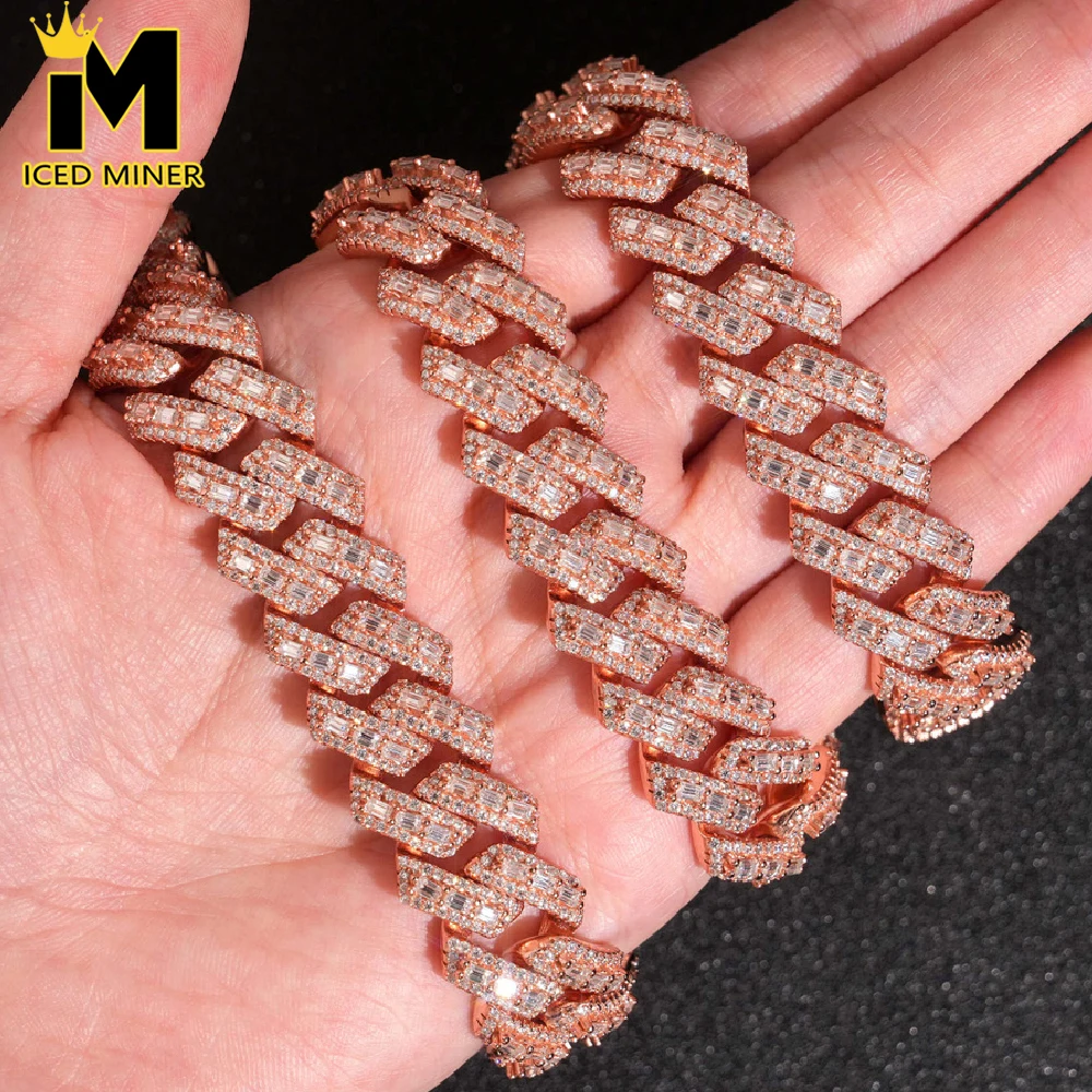 

Icedminer 16 мм Алмазный Муассанит Кубинская Звено Цепи Iced Out Ожерелья Для Мужчин S925 Серебряное Колье Пропускной Тестер Хип-Хоп Ювелирные Изделия