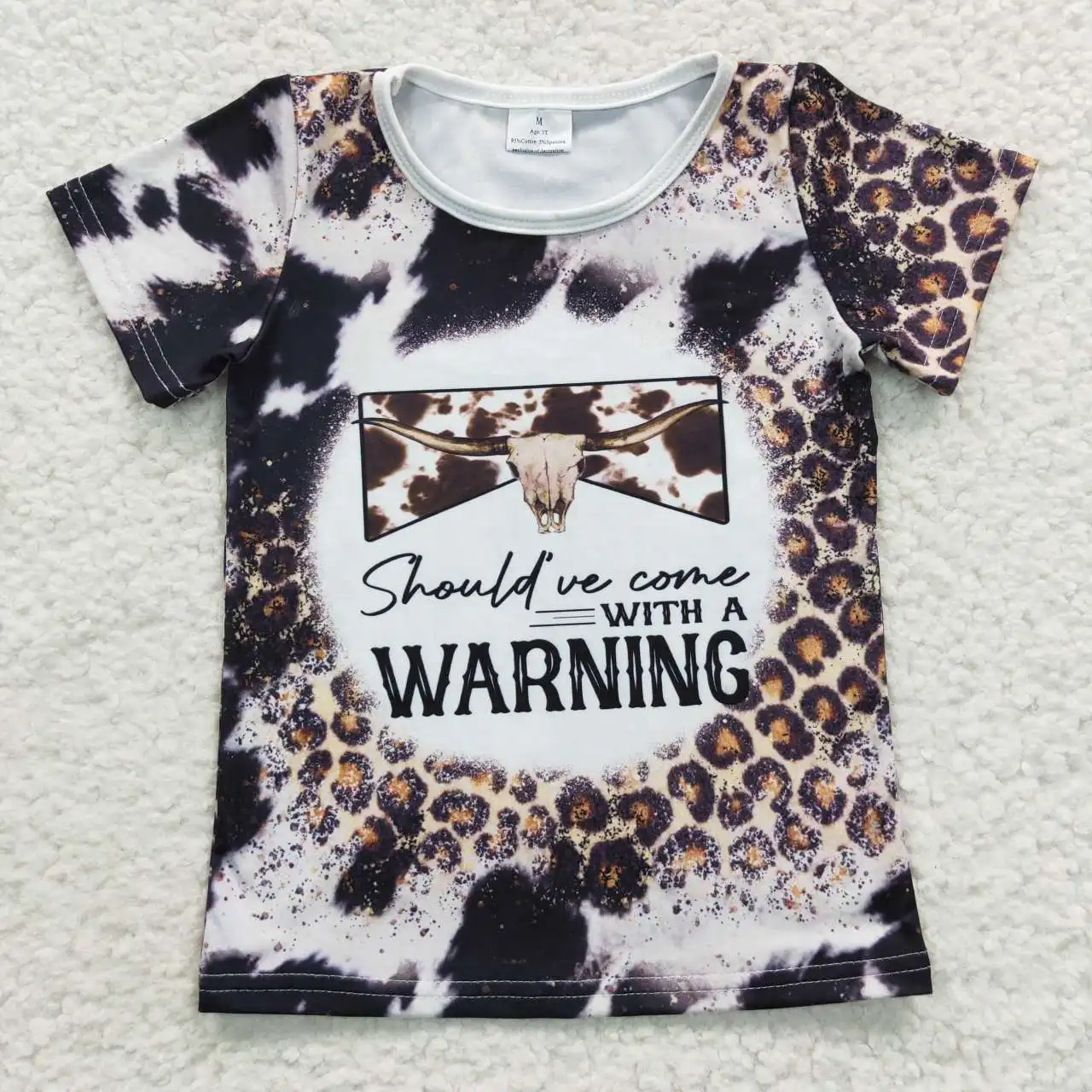 

New Arrival RTS Kids Summer Fancy Clothing Boutique Girls Western Cow Print Tops Baby Leopard T Shirts