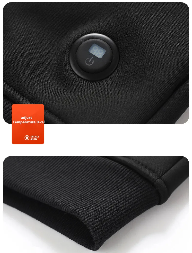 New 7-Zone Heating Intelligent Temperature Control Electric Round Neck Hoodie Men'S Autumn Winter Casual Thick Warm Pullover Top