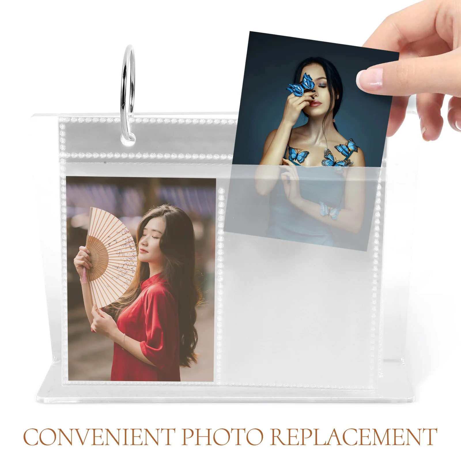

2pcs Acrylic Photo Album Clear Desktop Picture Frame For Table Display Stand Scrapbook Storage Book Landscape Photo Holder