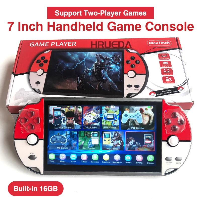 X40 Video Game 7 Inch HD Screen Retro Video Game Console Built-in 16GB Handheld Game Player With Dual Controllers Games Consoles