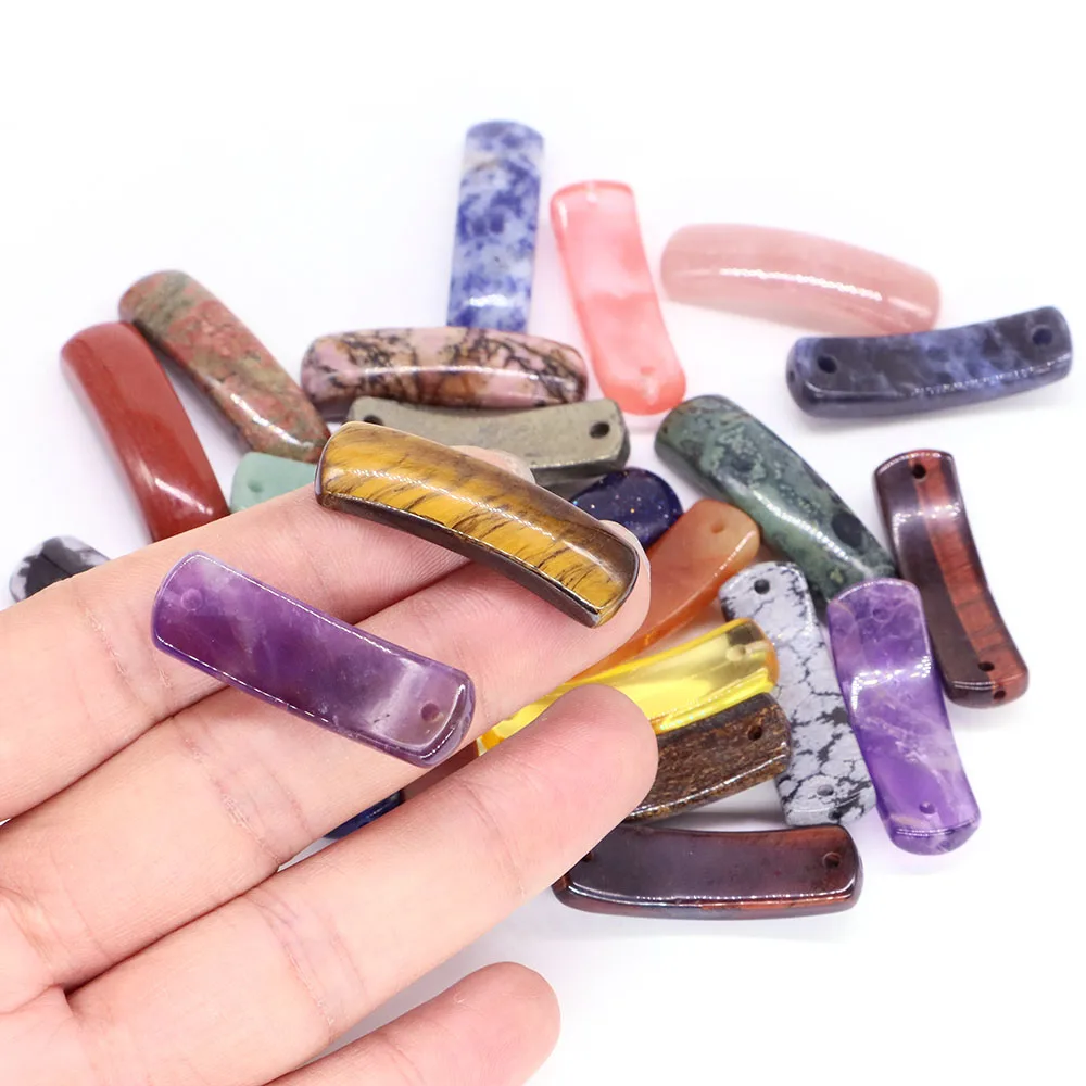 35x10mm Natural Stones Crystal Rectangle Bar Pendant Beads For DIY Bracelet Bangle Connector Beads Jewelry Accessories Wholesale