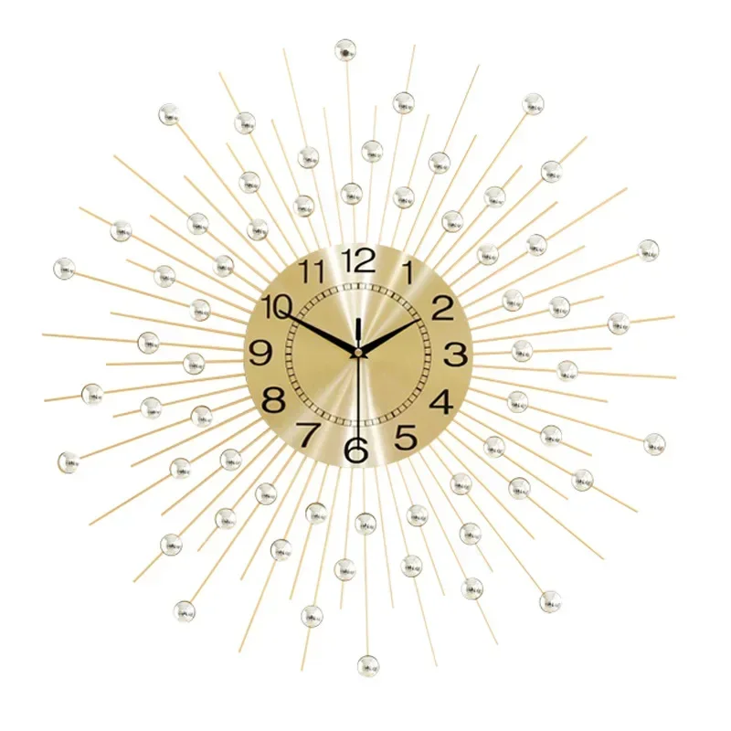 Large Wall Clocks Metal Silent Luxury Clock Creative Living Room Quartz Modern Gold Round Wall Art Watches Home Decor Gifts