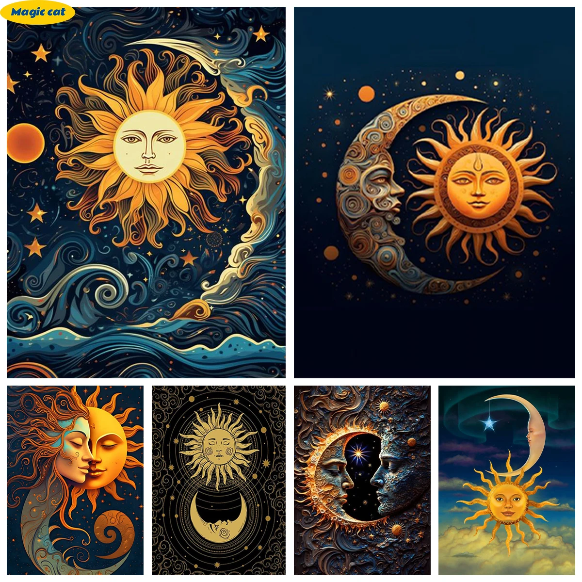 

Sun and Moon Diy Diamond Art Painting Star Full Square/Round Diamond Embroidery Cross Stitch Kit Bedroom kitchen Wall Decor Gift