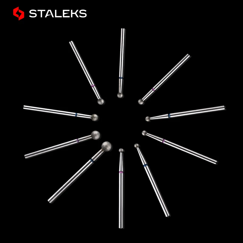 STALEKS 6pcs Emery Polishing Head Set Round Drill Bits Electric Manicure Head Replacement Device Remove Dead Skin Nail Tools