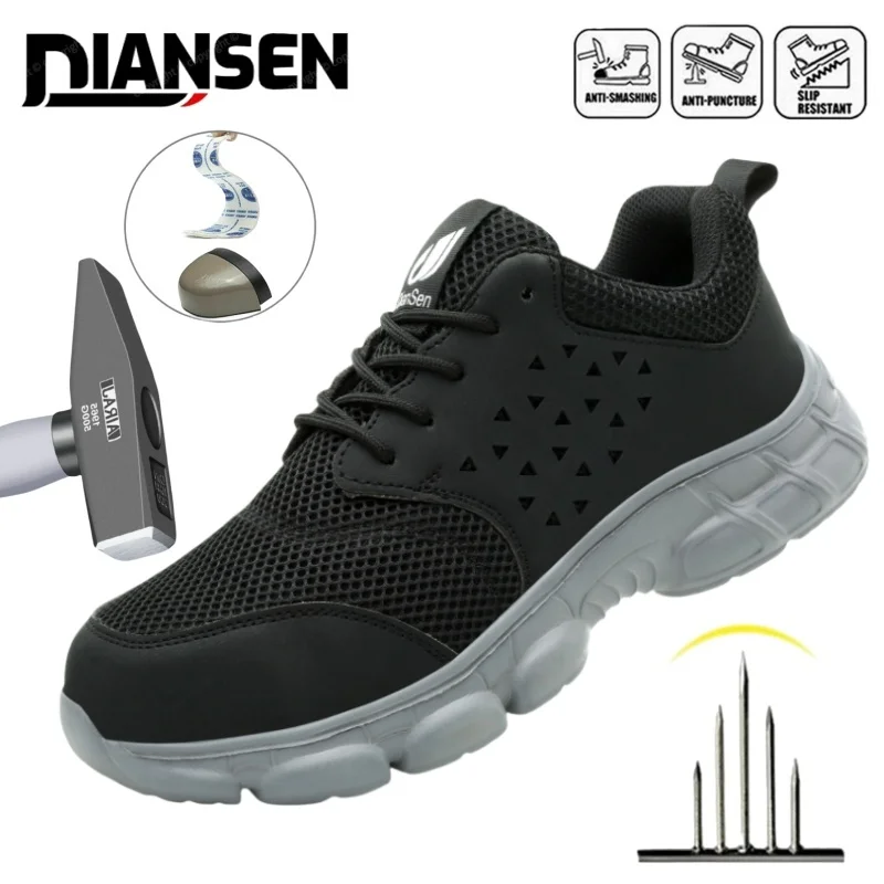 

Comfortable New Safety Shoes Men Anti-smash Anti-puncture Work Shoes Fashion Men Sport Shoes Security Protective Sneakers Men