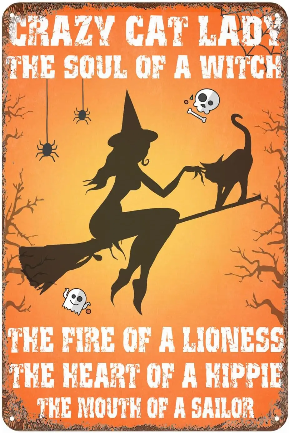 Letrero de señora gato loco, el alma de la bruja, el fuego de una leona, la boca de la Salor, Bar, hogar, Club, decoración de pared de patio, letrero de estaño