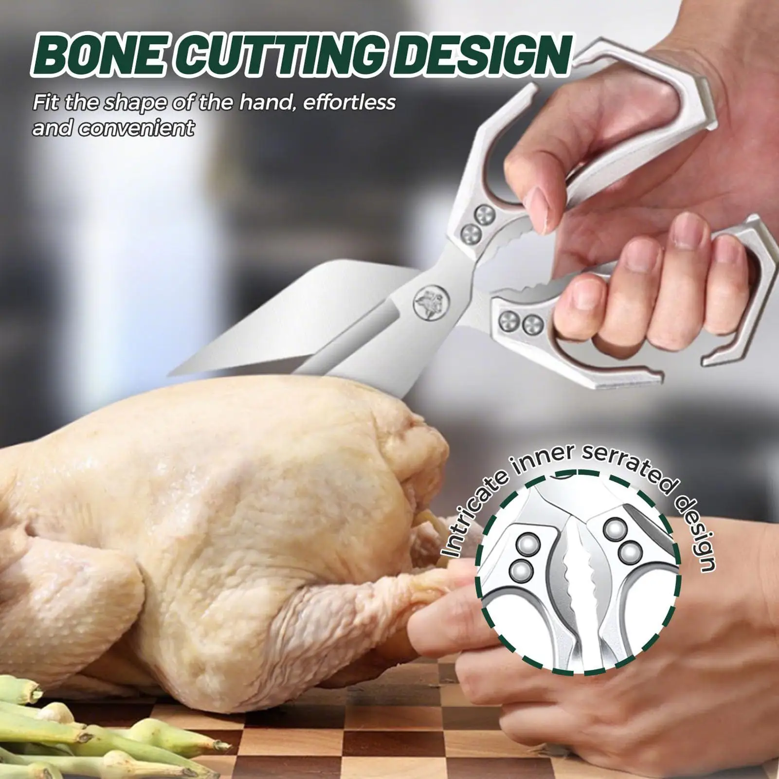 Forbici multifunzionali Forbici da cucina in acciaio inossidabile Pollo Osso Carne Pesce Uccisione Forbici dedicate in acciaio ad alto tenore di carbonio