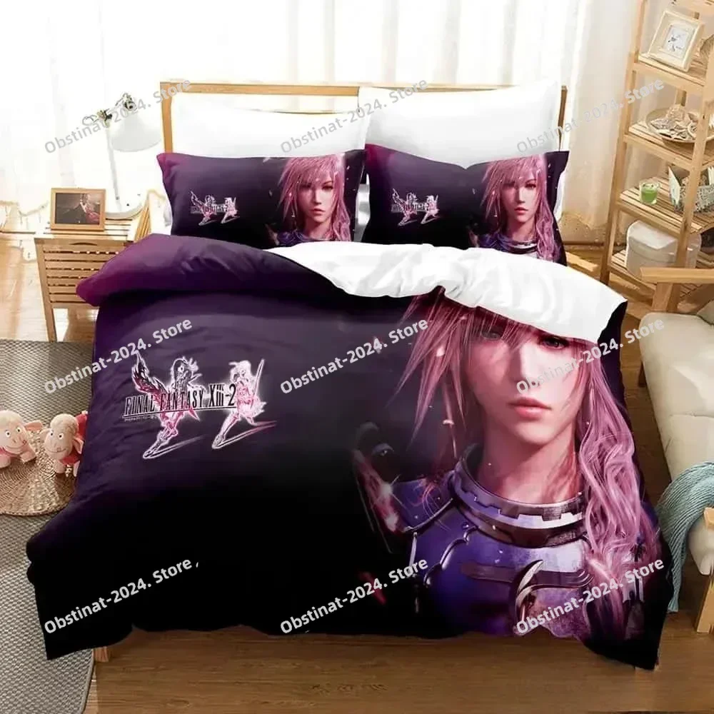 New 3D Anime Game FINAL FANTASY XIII-2 Bedding Set Printed With Pillowcase Bed Duvet Cover Single Double Queen Super King Size