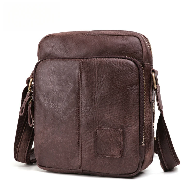 Casual retro genuine leather men's shoulder bag single-shoulder bag crossbody bag top layer cowhide matte leather backpack bag