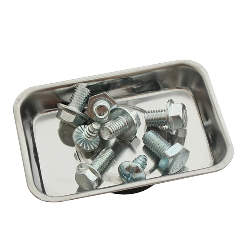 4 Inch Rectangle Magnetic Tray for Screws Sockets Bolts Pins Keep Small Parts Neat Corrosion-resistant for Garage Office