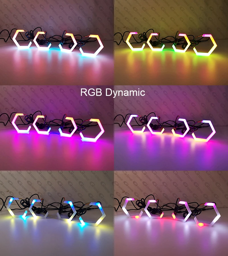 For Kia Sorento UM 2015 2016 2017 2018 2019 2020 Day Light Ultra Bright Dynamic Multi Color RGB LED Angel Eyes Hex Halo Rings - view 3
