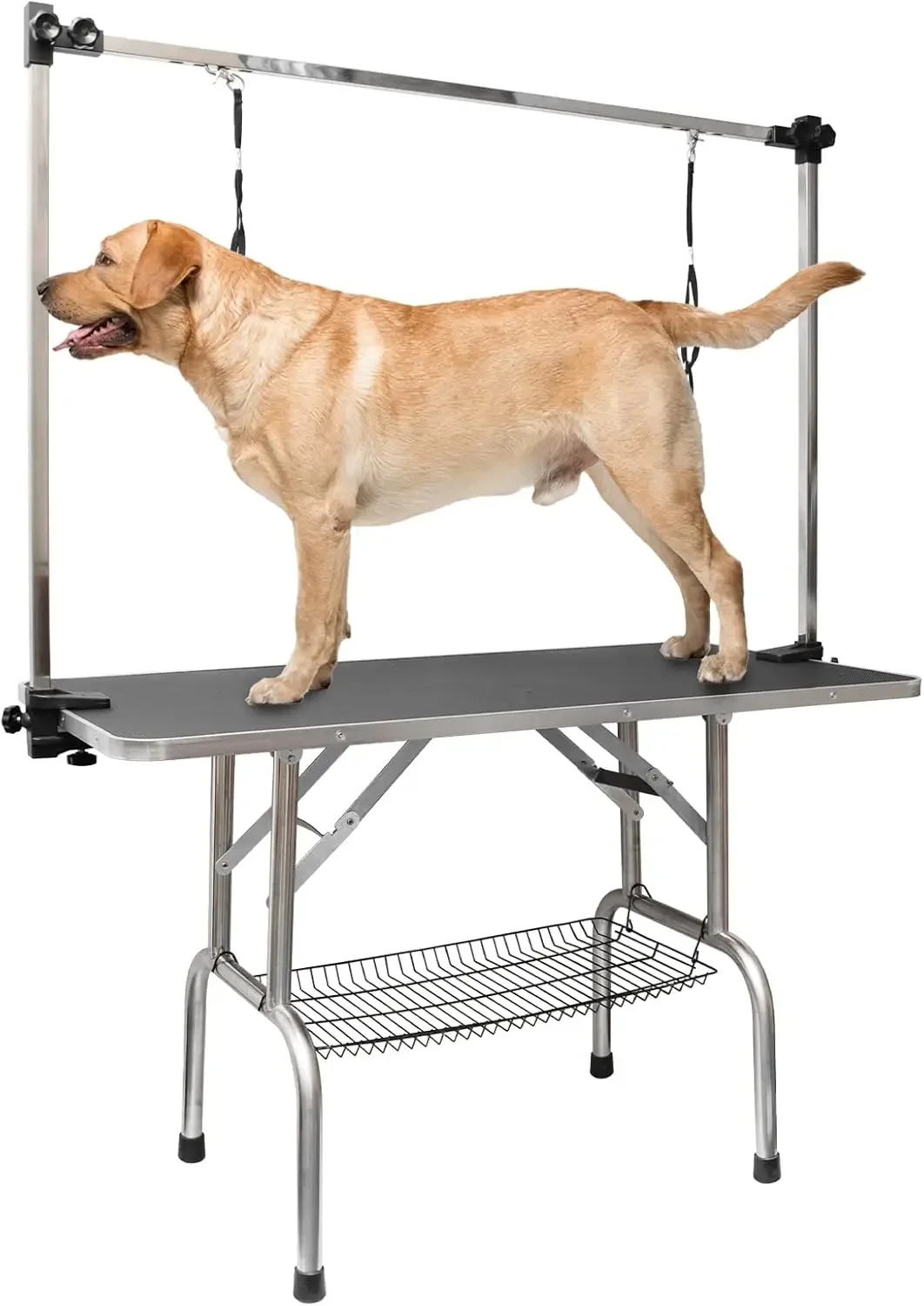 

46" Dog Grooming Table,Foldable Home Pet Bathing Station with Adjustable Height Arm/Noose/Mesh Tray