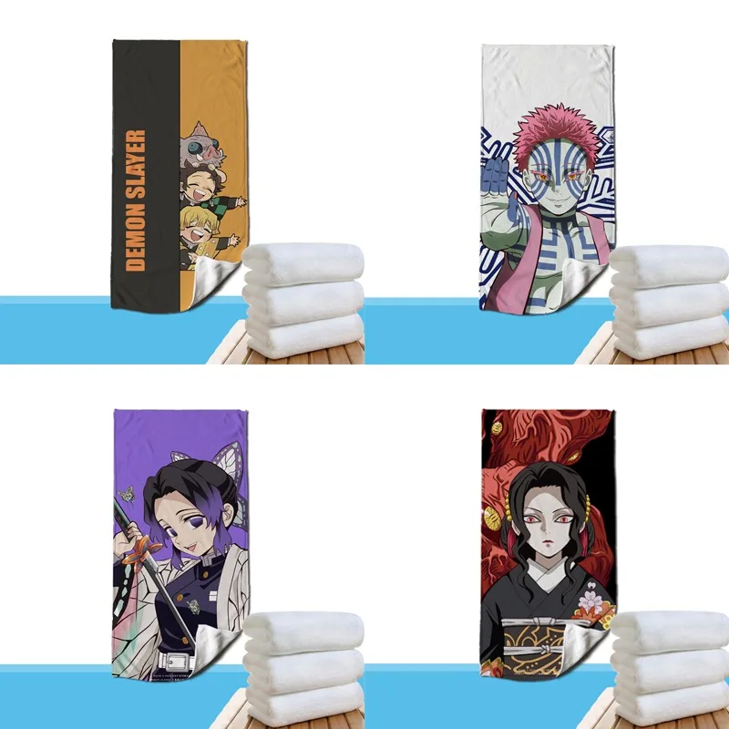 

Demon Slayer Anime Sports Towel Cartoon Print Tanjirou Nezuko Home Bath Towel Water Absorption Without Fading Gift