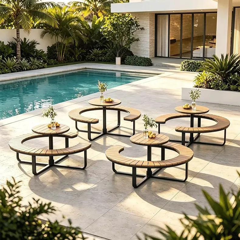 Garden park outdoor one-piece table and chair leisure villa courtyard terrace round and chair public place one-piece