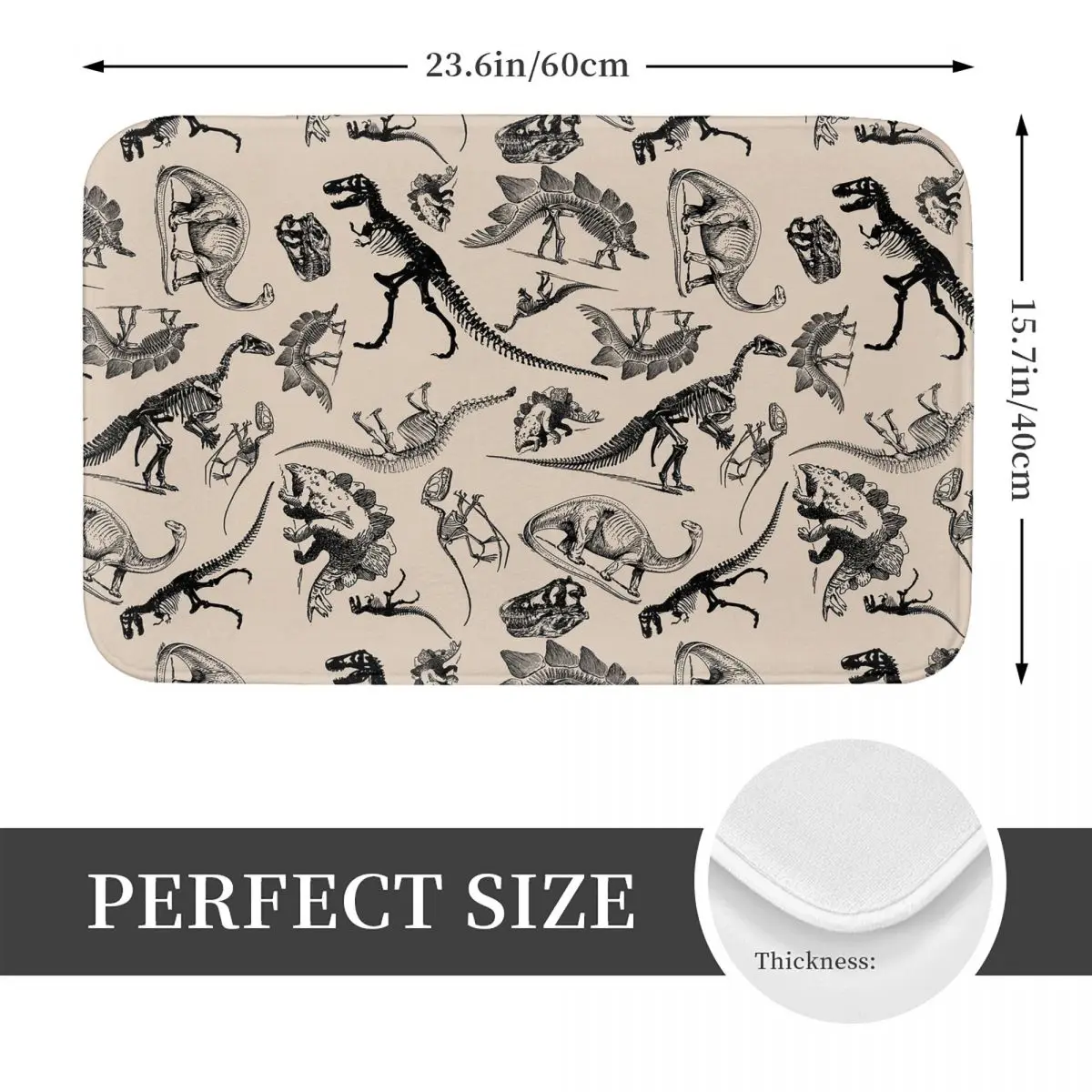Vintage Museum Dinosaurs And Skeletons Anti-slip Doormat Floor Mat Absorbent Mat Carpet Rug for Kitchen Entrance Home Bedroom