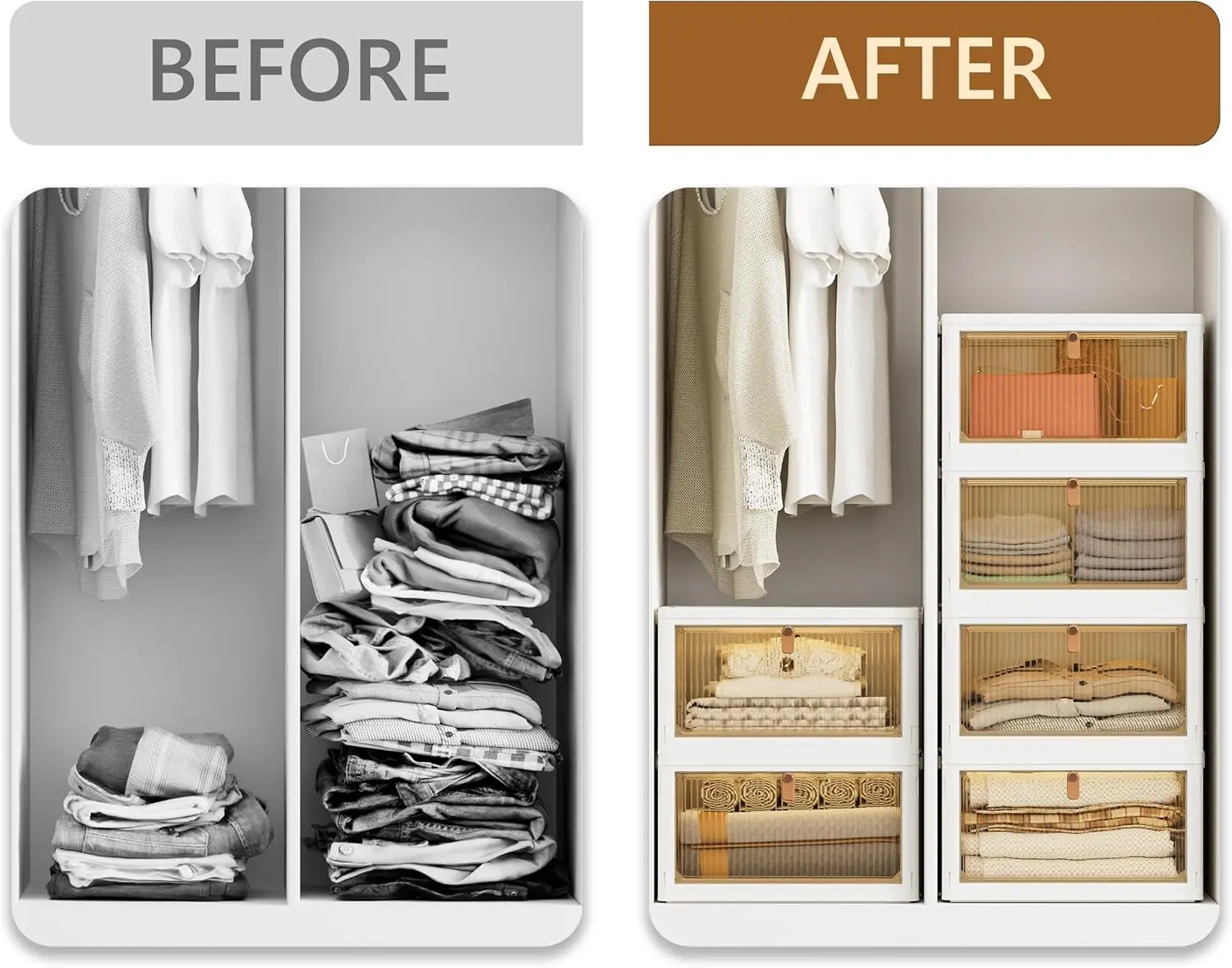 Closet Organizers and Storage 93Qt 3 Pack Closet Organizer Boxes for Clothes Stackable Storage Bins Foldable Storage Box for Clo