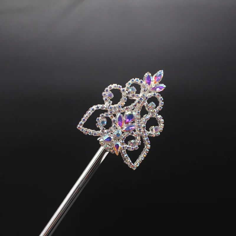 

Fashion Metal Flower With Rhinestones Magic Wand Beauty Pageant Scepter Props