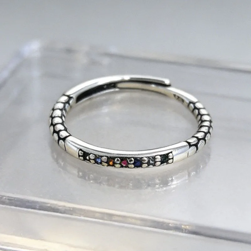 925 Sterling Silver Rings for Women Couple Minimalist Colorful Zircon Ring Fine CZ Jewelry Birthday Gift Prevent Allergy