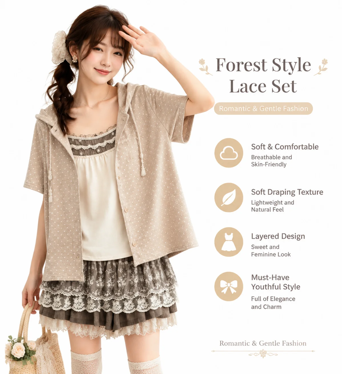 Vintage Japanese Sweet Elegant - Elastic Lace Trim ulasan dan harga