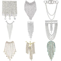 Rhinestone Girl Pins for Women Unisex Tassel Long Dress Model Brooches Banquet Party Backpack Gifts Jewelry Accessories
