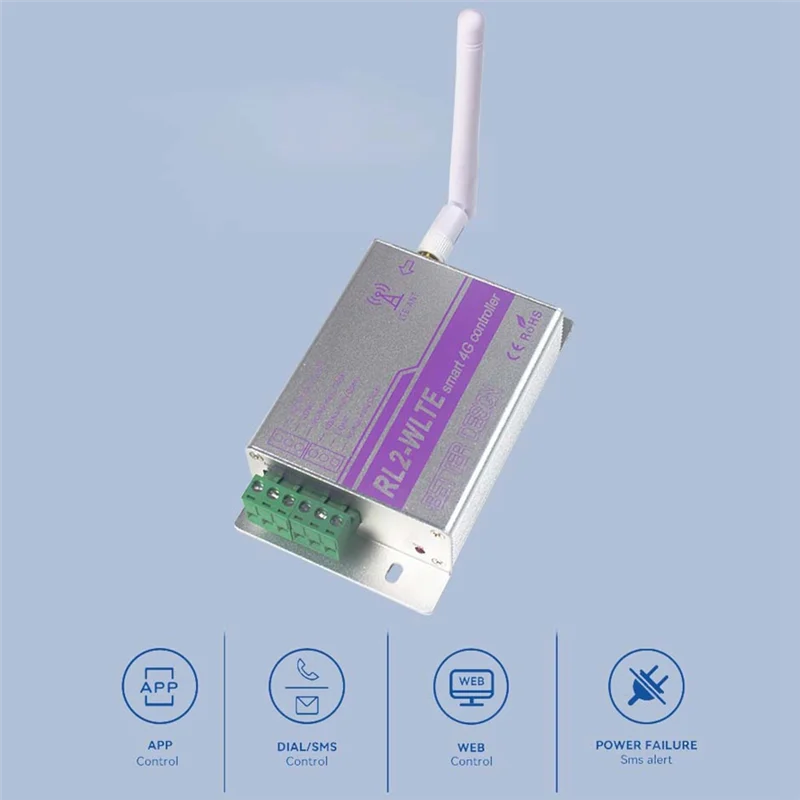

AT44-RL2 4G Smart Controller Relay Switch Timer SMS App Remote Control Home Appliance Door Gate Opener Controller-EU Plug