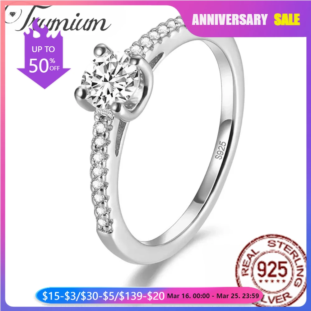 

Trumium 0.5CT Moissnaite Rings For Women Sparkling Moissanite 925 Sterling Silver Wedding Finger Ring Gifts Fine Jewelry