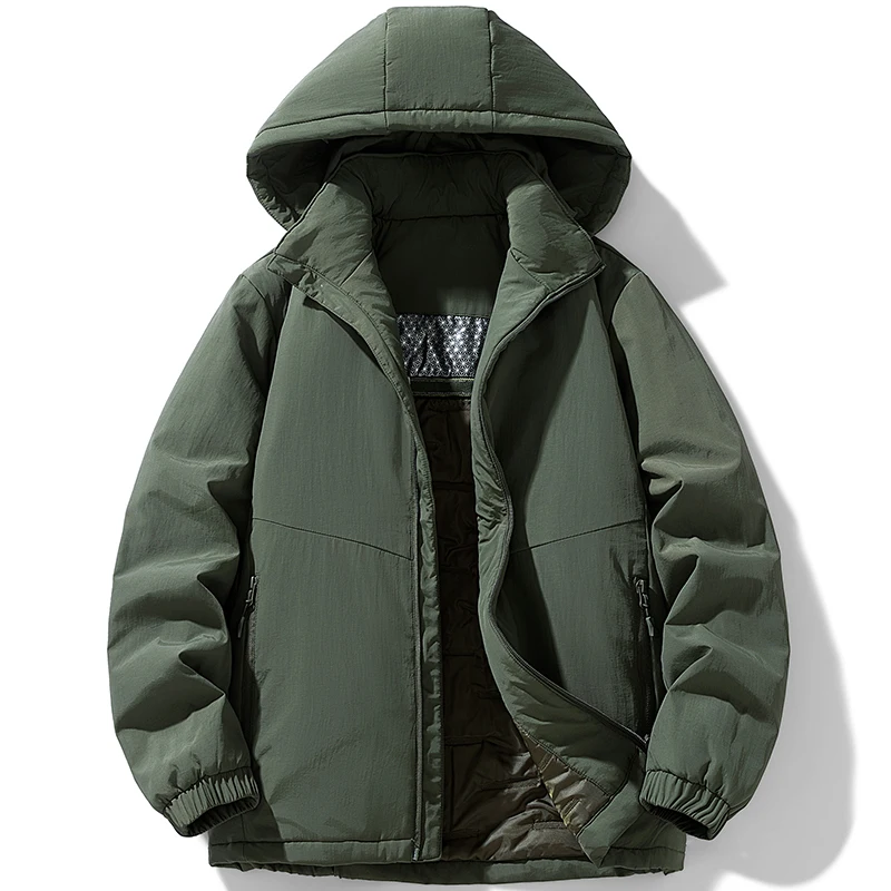 2026 Winter New Style Men's Fashion Casual Solid Color Cotton Coat with Hood and Matching Couple Jacket