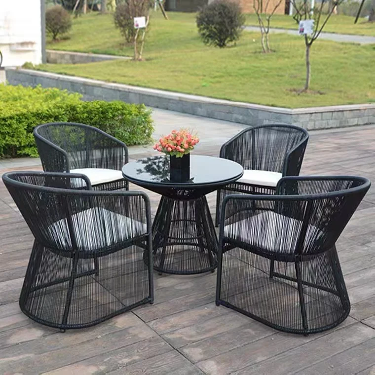 

Outdoor furniture garden patio restaurant PE rattan table and chair set desk portable outdoor camping mesa