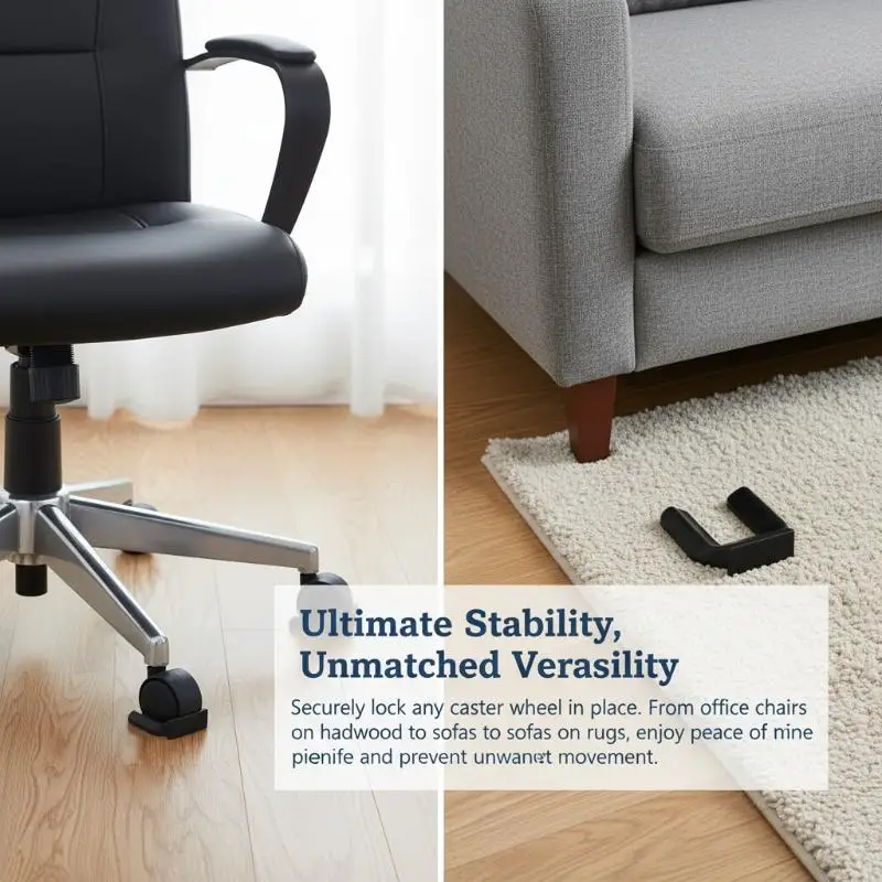 Rubber Office Chair Wheel Stopper Furnitures Foot Wheel Caster Anti-slip Pad Floor Protectors Prevents Scratches Slot Pad