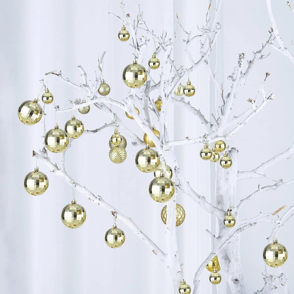 Gold Plastic Mirror Balls,  Party Decoration Hanging Christmas balls Cake Decorations Ball for Christmas Tree Decoration