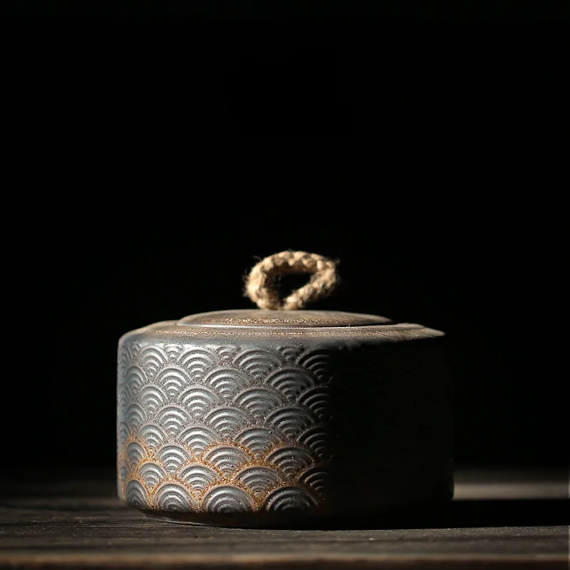 

Винтажная позолоченная керамическая банка для хранения, влагостойкая герметичная банка, бытовая коробка для хранения кофейных зерен, чая, контейнер, настольное украшение для дома