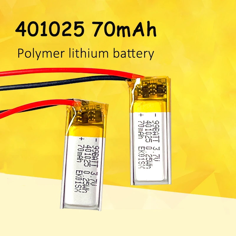 401025 3,7V Polymer-Lithium-Akku 70mAh Li-Po für Bluetooth-Headsets, Schönheitsgeräte, Medizinische Geräte, Wiederaufladbare Batterien