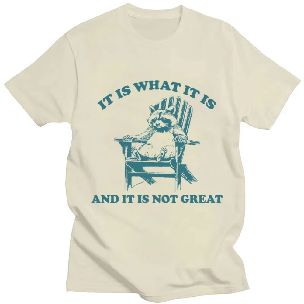 It Is What It Is and It Is Not Great Raccoon Meme T-Shirts Funny Opossum Popular Tshirt Men's Fashion Cotton Casual Short Sleeve