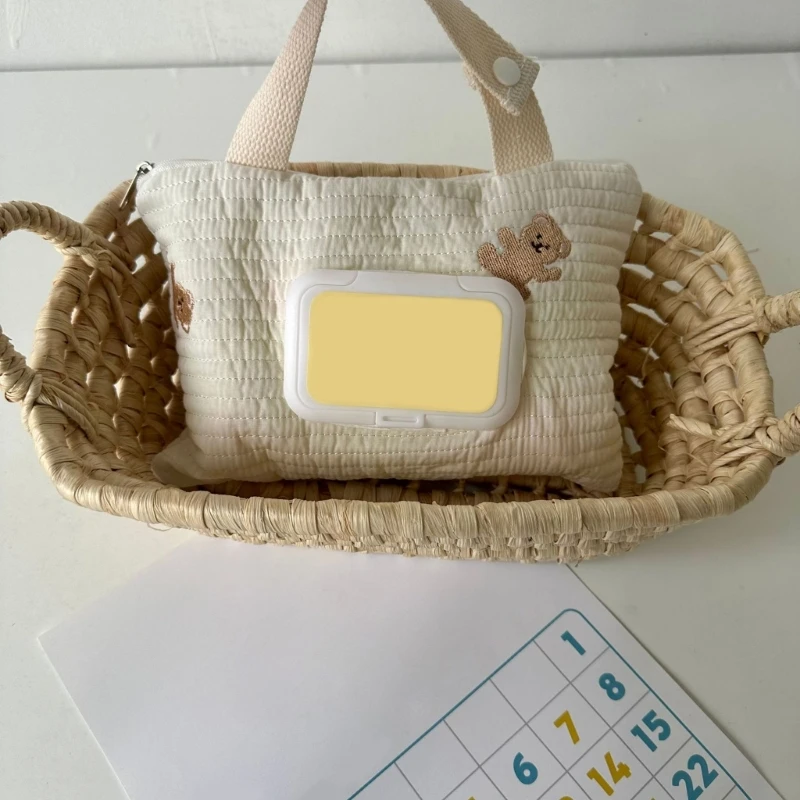 Étui à lingettes humides suspendu, à mouchoirs doux en coton, pochette à mouchoirs réutilisable pour poussettes bébé,