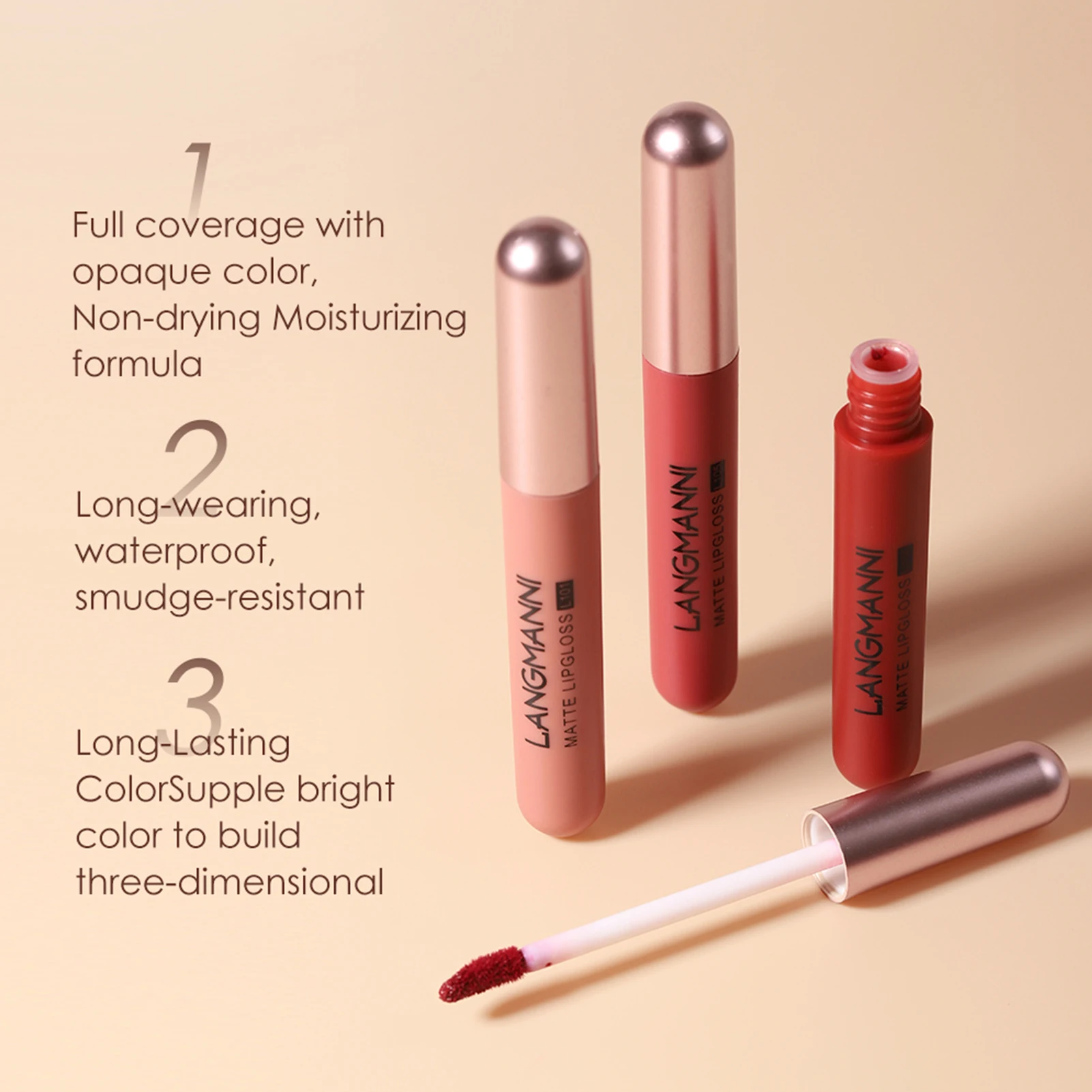 Soft Matte Lip Cream Nhẹ Liquid Lipstick Chống Nước Matte Môi Trang Điểm Dính Cốc 6 Màu Sắc Nude Bám Son quà Tặng Trang Điểm