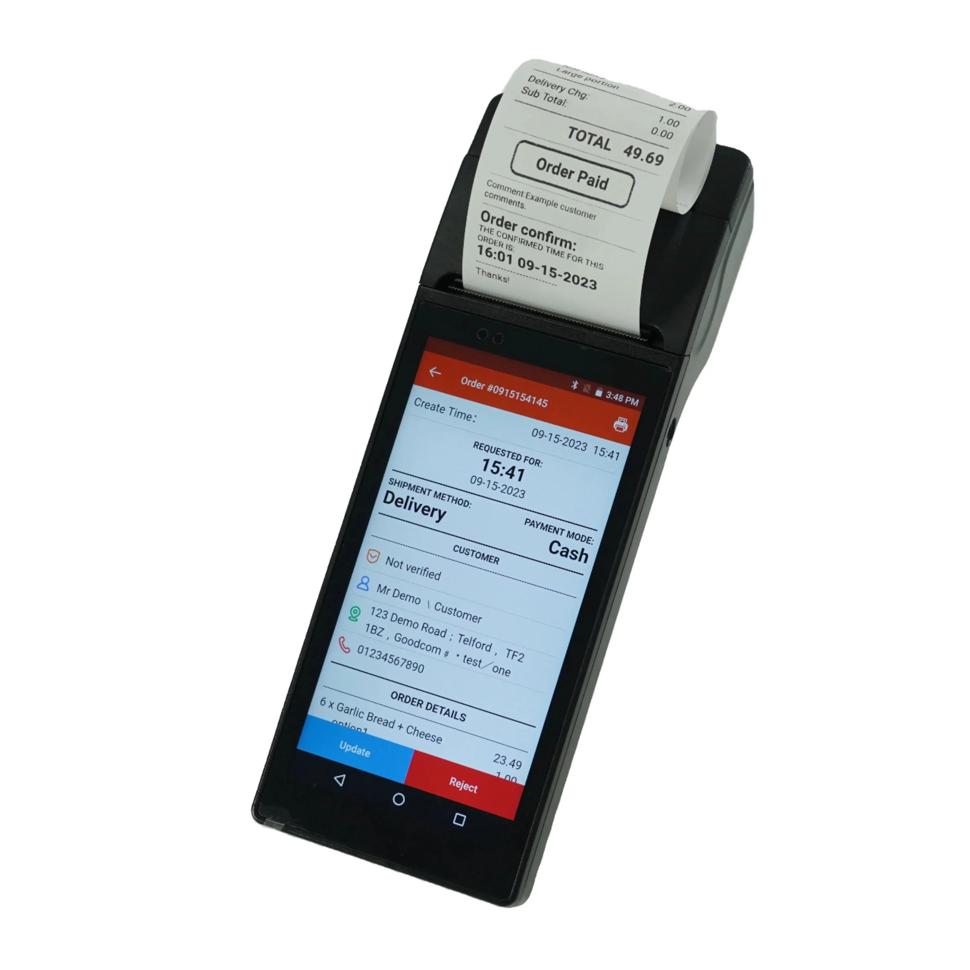 GOODCOM PosTerminal Machine Portable With 58mm Thermal Receipt SMS GPRS Printer For Online Food Order