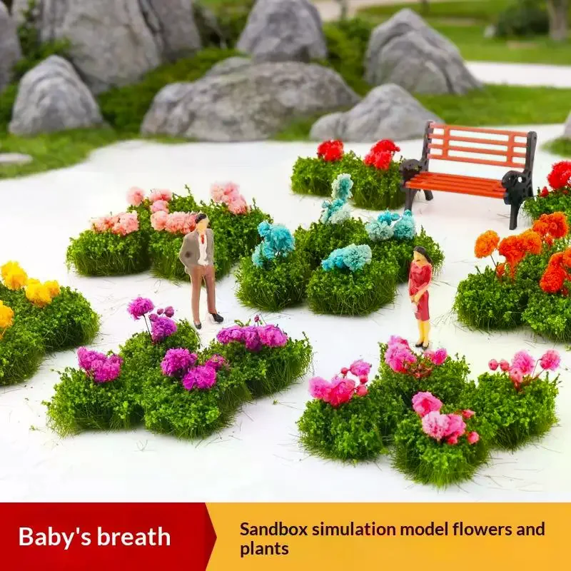 6Pcs Miniature Flower Cluster Set - Artificial Bush Plants for Diorama, Sand Table, Train Railroad Garden Decoration