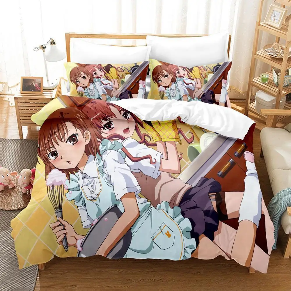 New Misaka Mikoto Bedding Set Single Twin Full Queen King Size Bed Set Adult Kid Bedroom Duvet cover Sets 3D Anime Bed Sheet Set