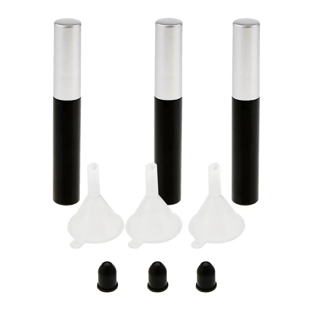 3x 10ml Empty Mascara Tube Vial/Bottle/Container W/ Funnels