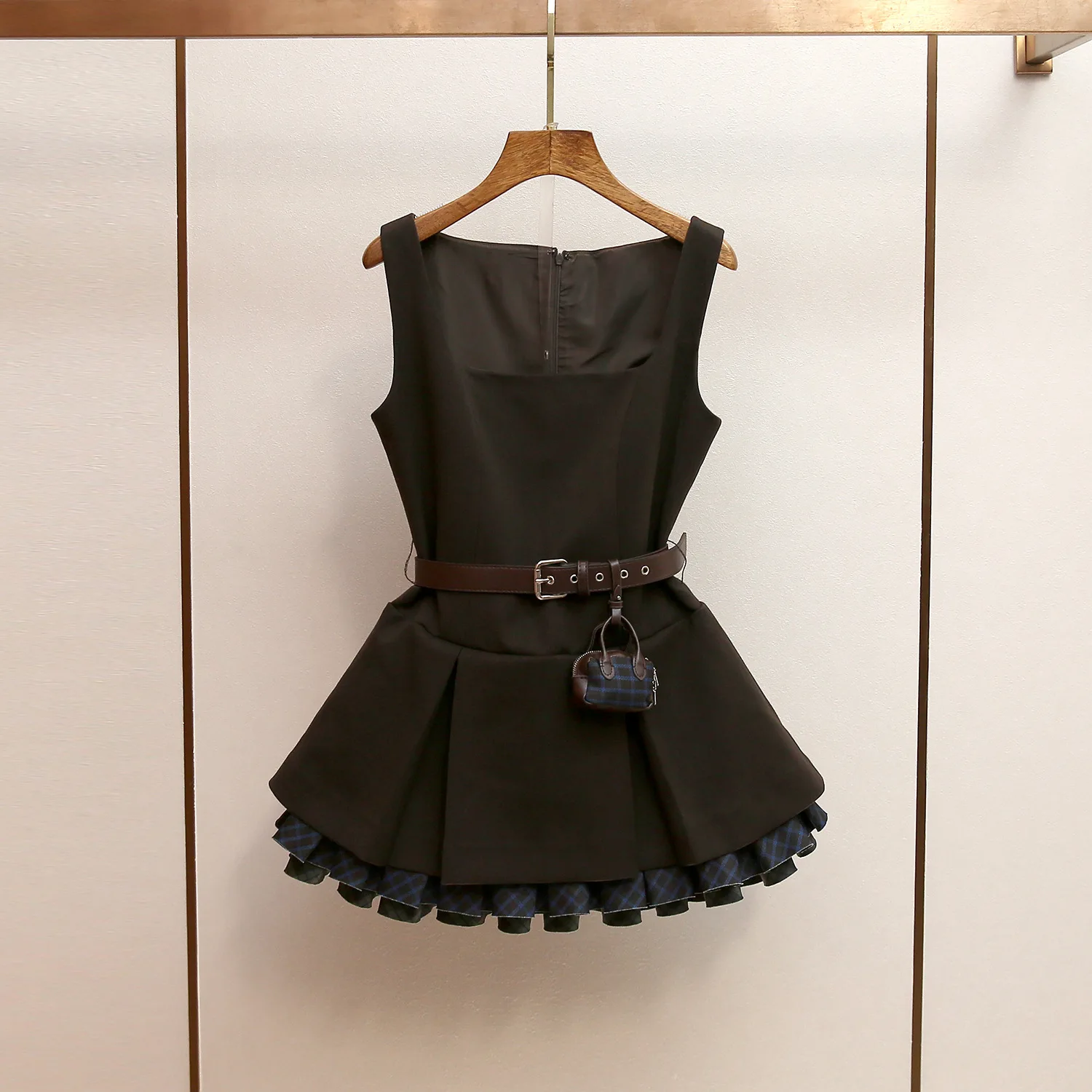 

High Waist Puffy Sleeve Dress Women's Spring Summer Autumn New Style Retro Collar Gathered Waist Acetate Fabric A-Line Dress