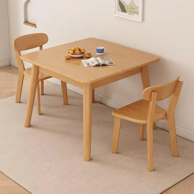 Nordic Style Solid Wood Dining Table Square Modern Farmhouse Kitchen Table with Matching Chairs Set for 4-6 People Home