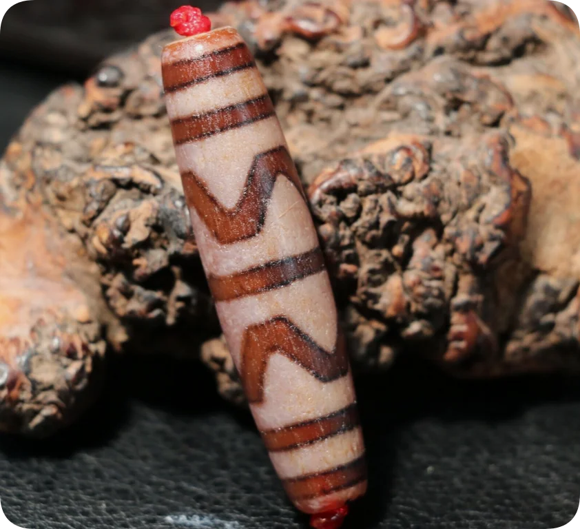 Magic Power Tibetan Old Agate Double Tiger Tooth dZi Bead Pendant Amulet Totem