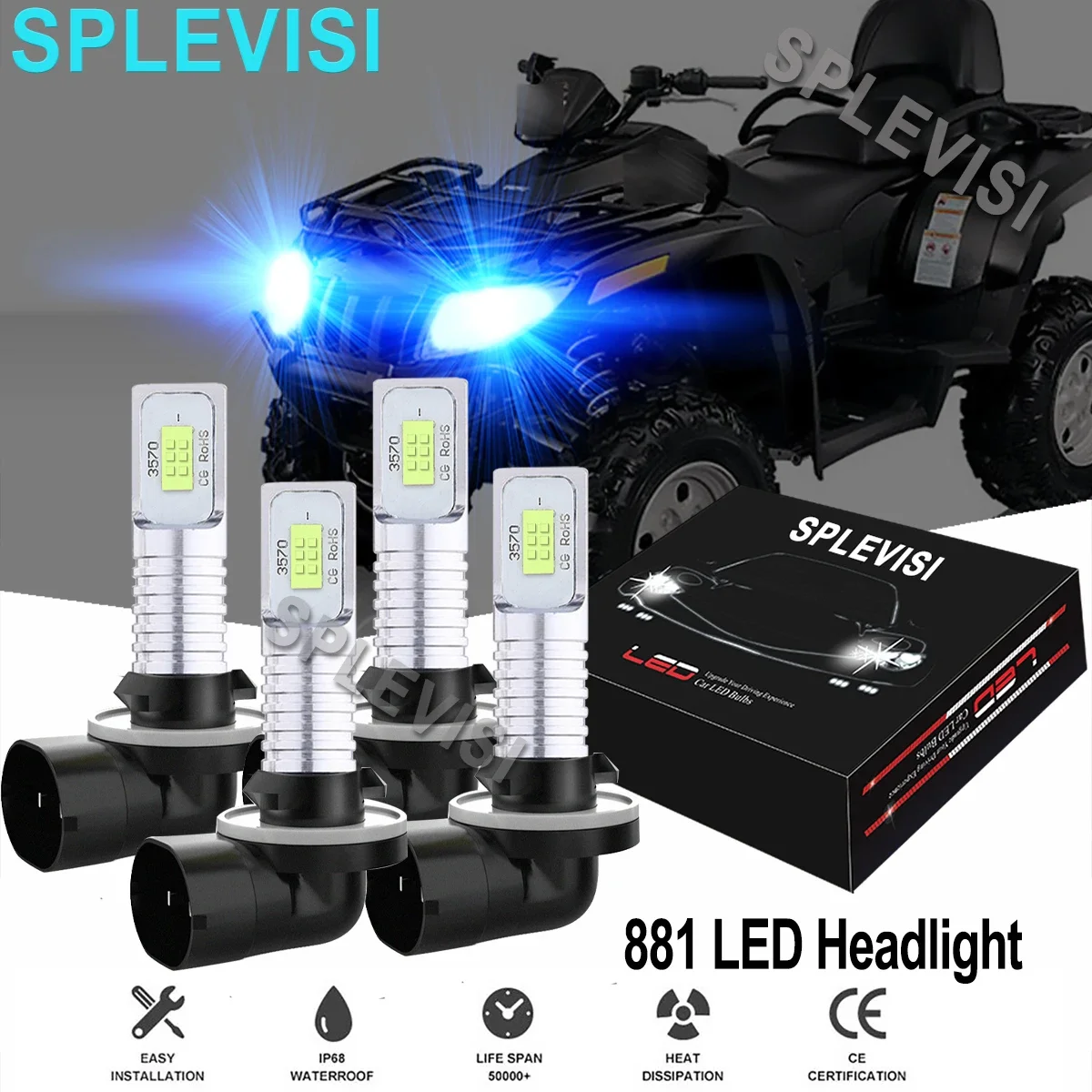 

4PCS 8000K Ice Blue LED Headlight Bulbs Kit For ARCTIC CAT PROWLER 1000 HDX 500 700 ATV UTV Accessories