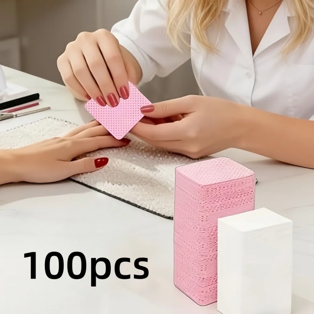 100pcs Non Woven Fabric Absorbent Nail Wipes Nail Polish Removing Eyelash Extension Glue Soft Cleaning Wipes Removal Accessories