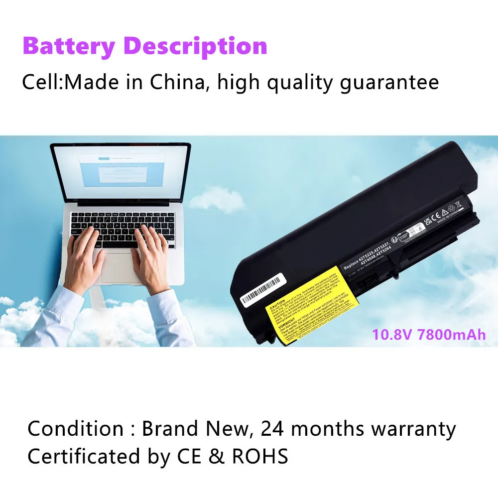 42T5225 42T5227 42T5264 Laptop Battery for Lenovo ThinkPad T61 R400 R61i  R61e T400 R61 Series(14-inch wide)