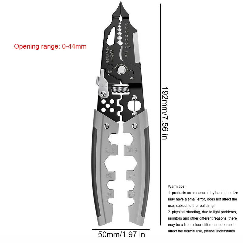 28-in-1 Multi-function Wire Stripping Pliers Wire Stripping Cutting Crimping Terminals With Wrench Screwdriver Electricians Tool